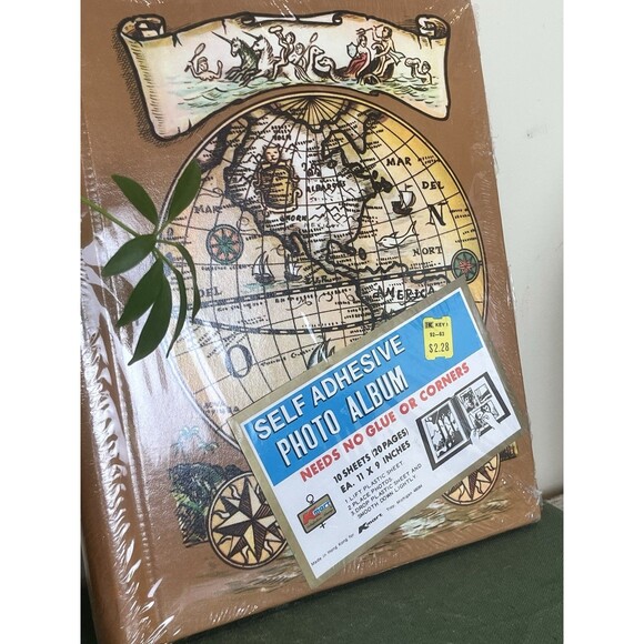 Vintage Brand New KMART Self Adhesive Photo Album Sealed World Globe Adventure - Picture 1 of 8